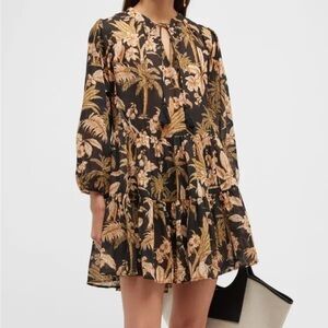 SEAFOLLY AUSTRALIA CASTAWAY BLACK FLORAL TROPICAL PATTERN DRESS SMALL MEDIUM